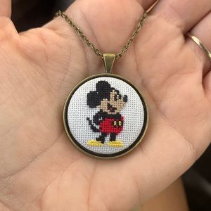 🖤Mickey Mouse Stitched Necklace Pendant❤️